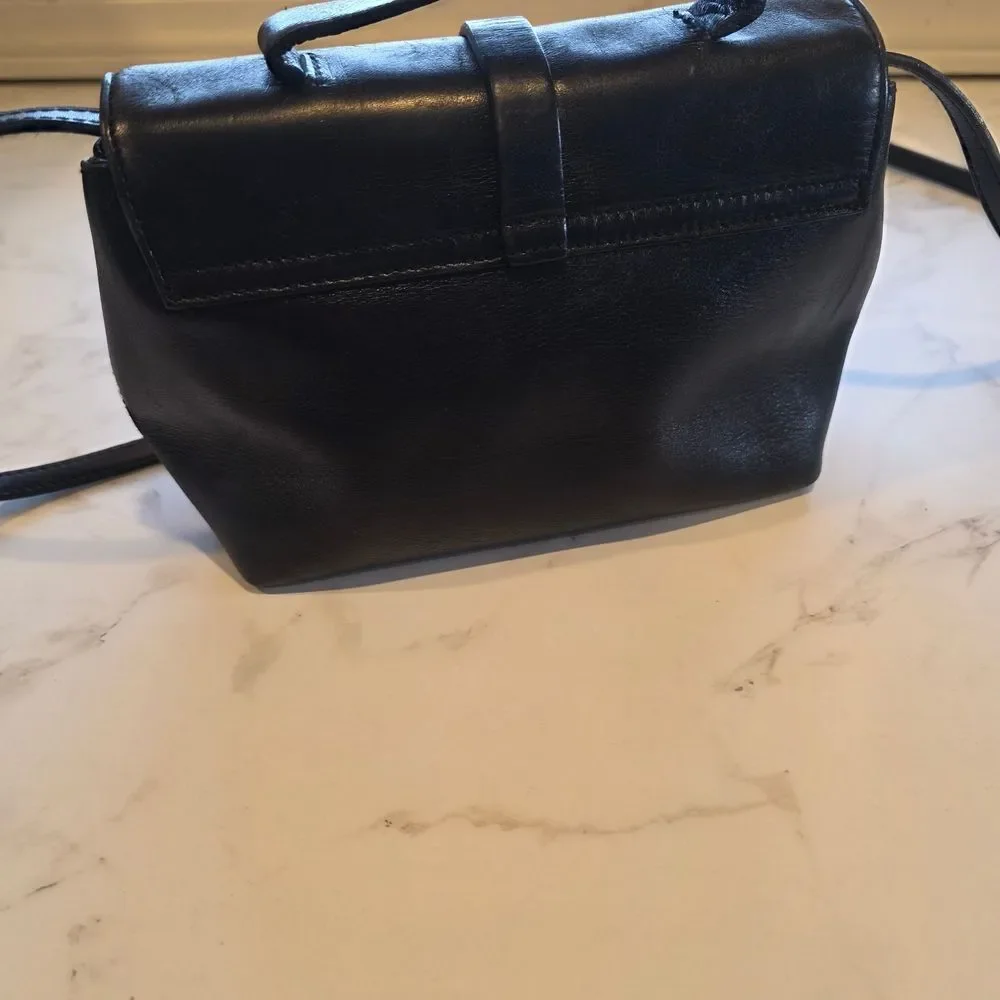 GAP Black Leather Crossbody Bag with Silver Buckle